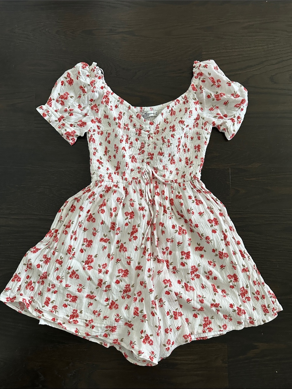 Hollister White and Red Floral Romper